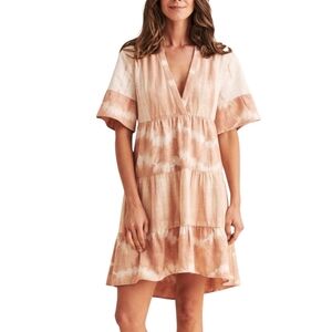 Faherty Vida Boho Organic Tie Dye Dress - Maple Sugar - size Small